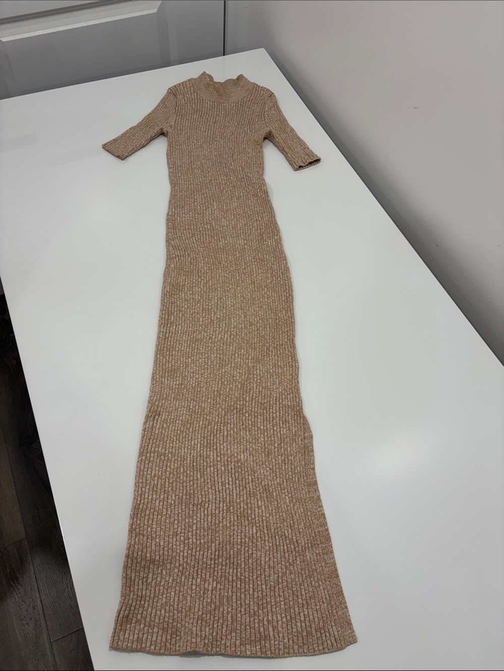 Ever New Ribbed Bodycon Dress in Tan